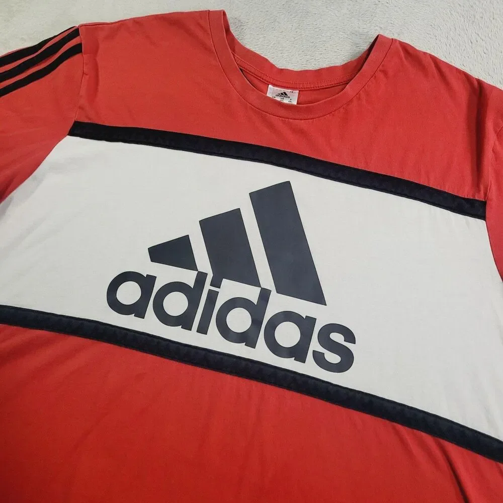 Adidas Shirt Mens 4XL Red White Colorblock Graphic Short Sleeve Athletic Tee